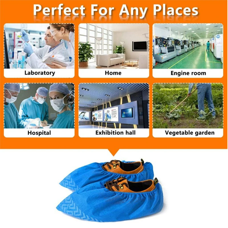 100 PCS Shoe Covers Disposable Non Slip Nonwoven Shoe Booties Tear-Resistant Lightweight Breathable Dust-Proof shoe covers