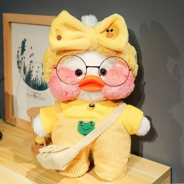 Kawaii Cartoon LaLafanfan 30cm Cafe Duck Plush Toy Stuffed Soft Kawaii Duck Doll Animal Pillow Birthday Gift for Kids Children 6