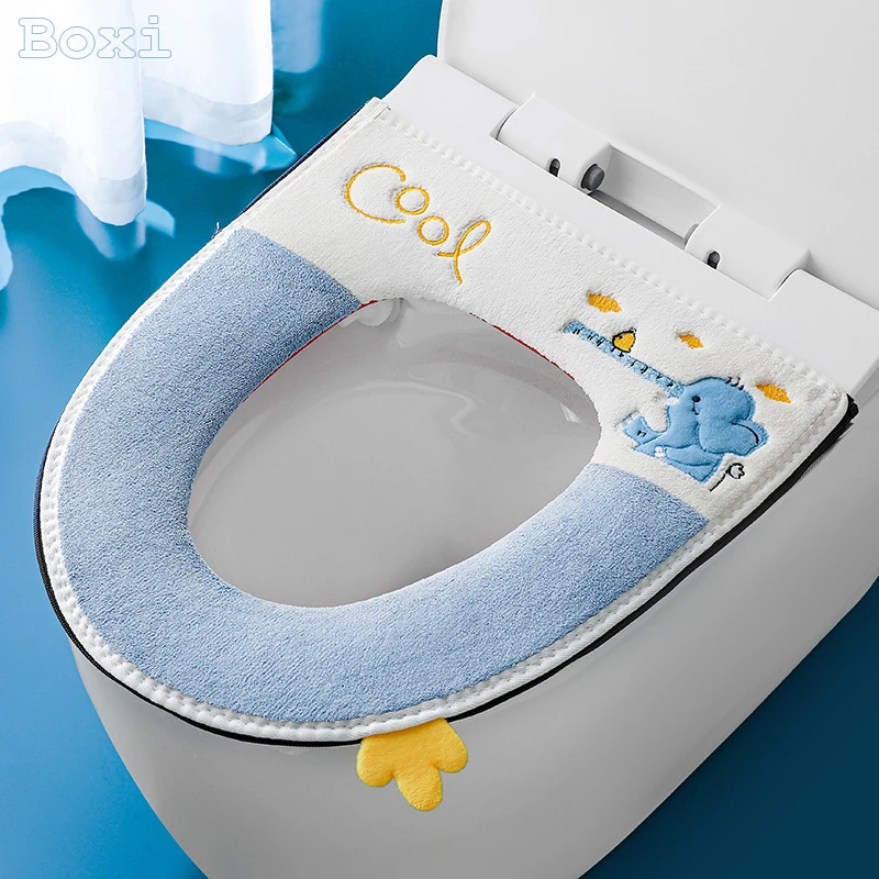 Toilet Seat Cover Winter Warm Warm Zipper Cover Toilet Seat Winter