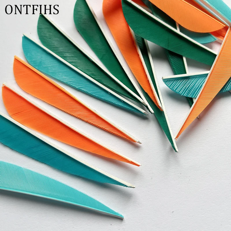 Archery Arrow Feathers 50 Pcs Right Wing 3 Inch Water Drop Shape For Bamboo Carbon Shaft