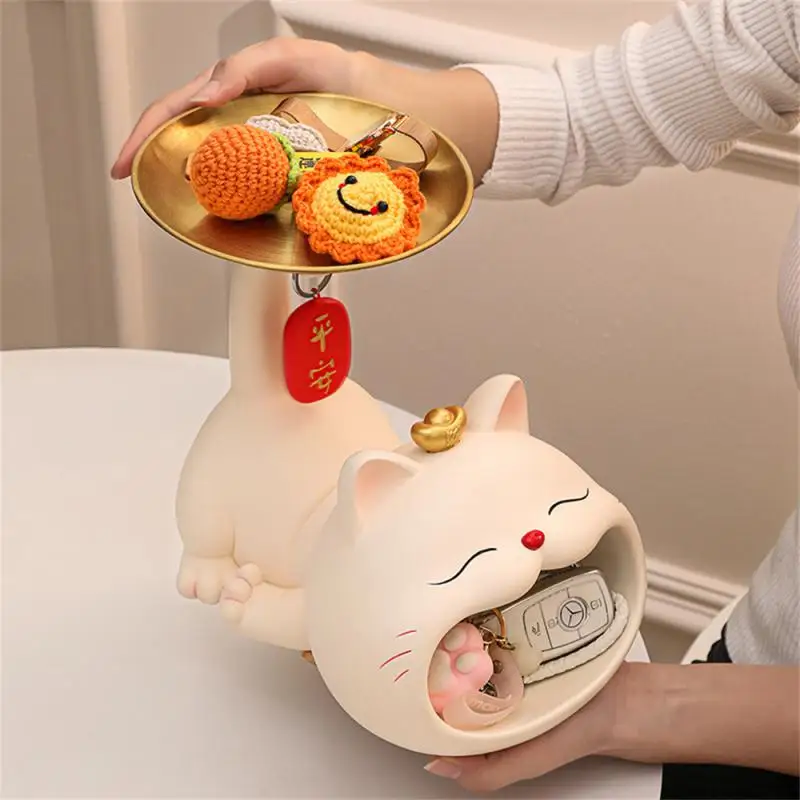 

Creative Figurines Candy Box Cat Storage Tray Lucky Cat Fortune Ornament Storage Snack Jar Decorativa Home Decoration Accessorie
