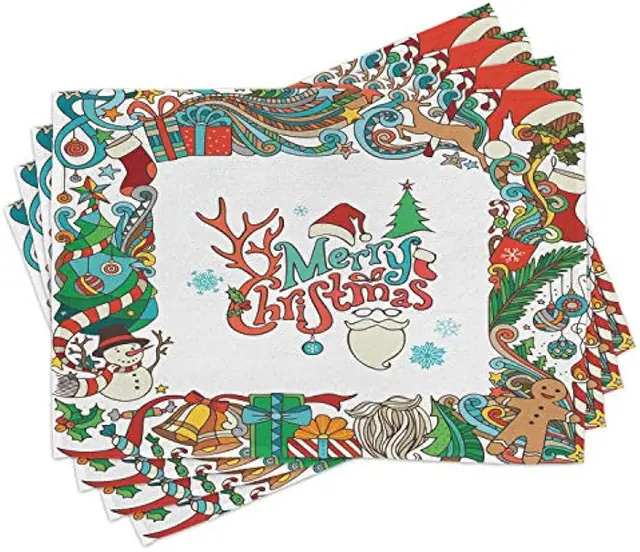 크리스마스 플레이스 매트 세트, 산타 눈사람으로 따뜻한 식탁을 연출하세요!