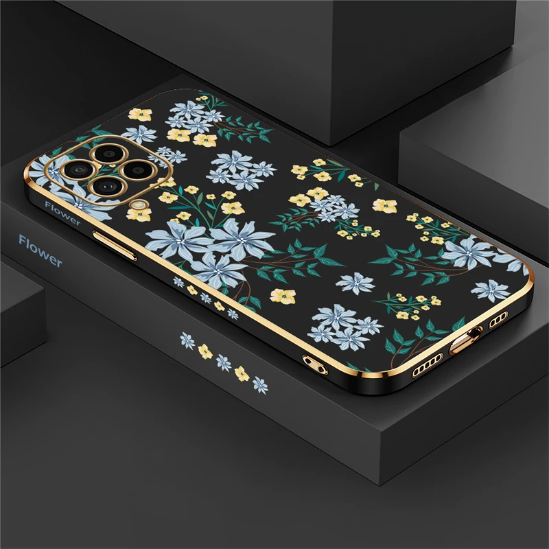 Luxury Plating Soft Silicone Floral Phone Case