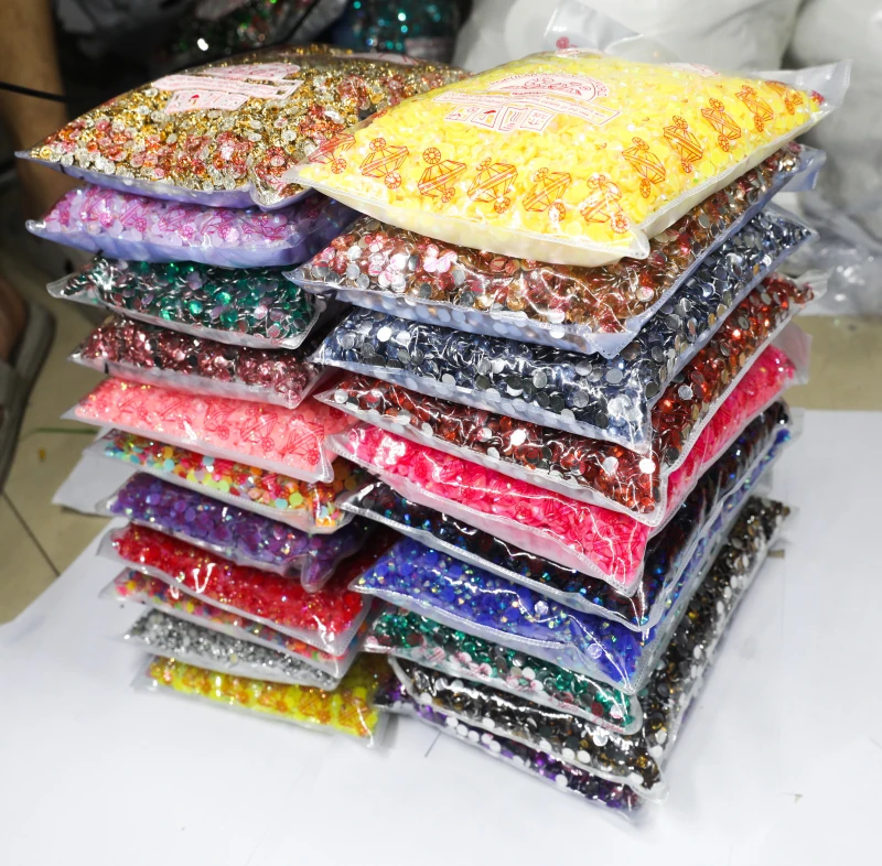 Resin Crysta Jelly AB Non Hotfix Rhinestones Flatback Plastic Nail Art Decoration Garment 2-6mm Mix Sizes