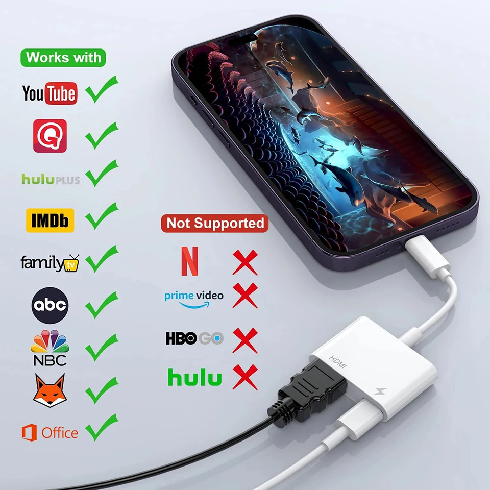 محول AV رقمي من Apple L إلى Hdmi لهاتف iPhone 14 P...