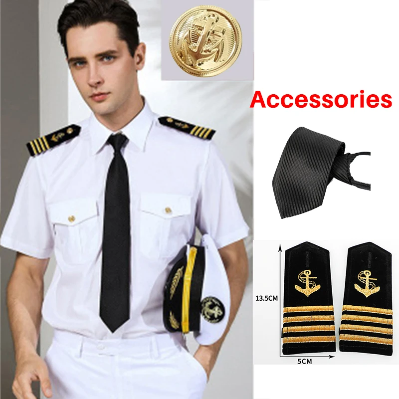 Super Quality Navy Military Uniform Yacht Captain Pilot Shirt Mens