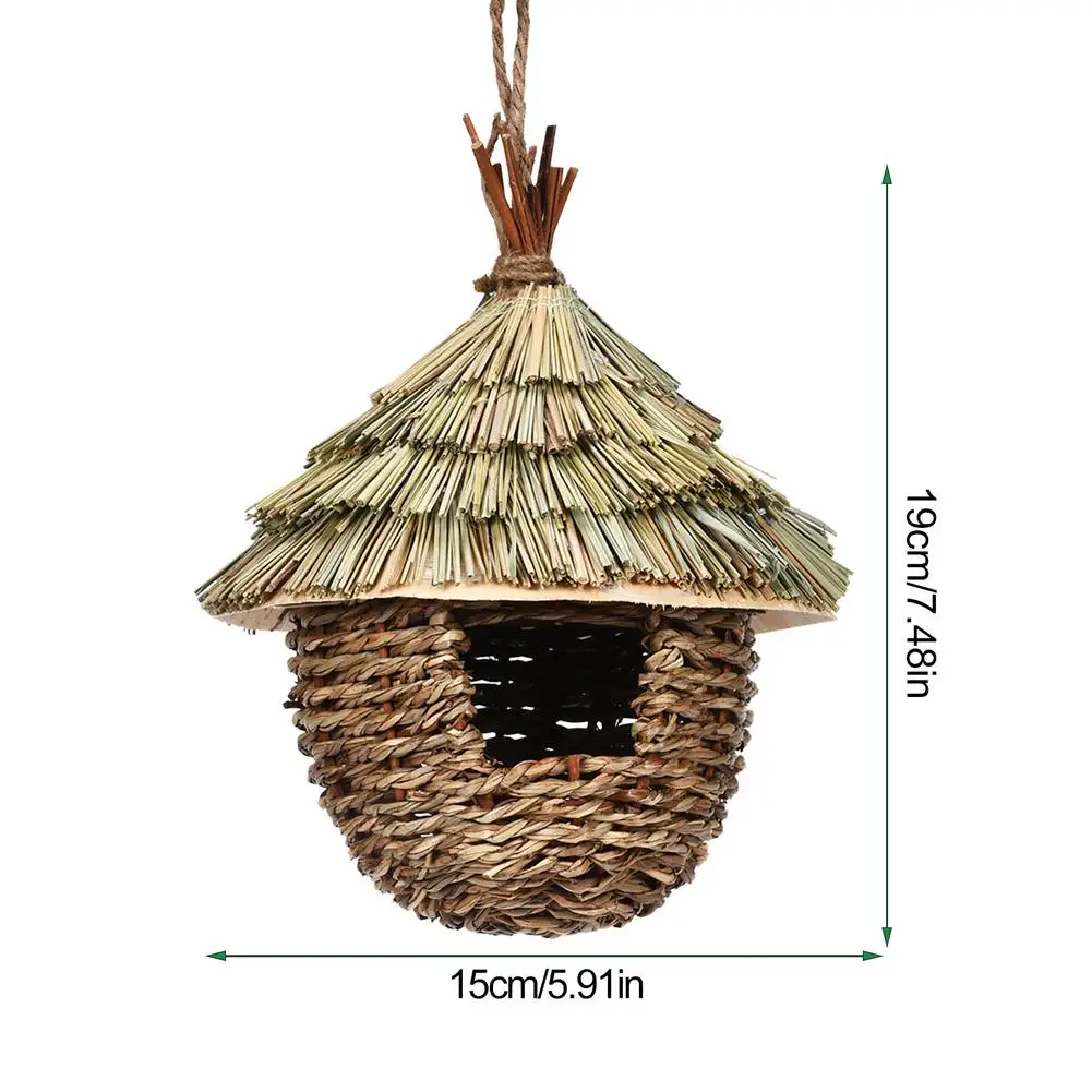 Birds Hanging Grass Huts bird house,artificial bird nest for Garden Patio Lawn