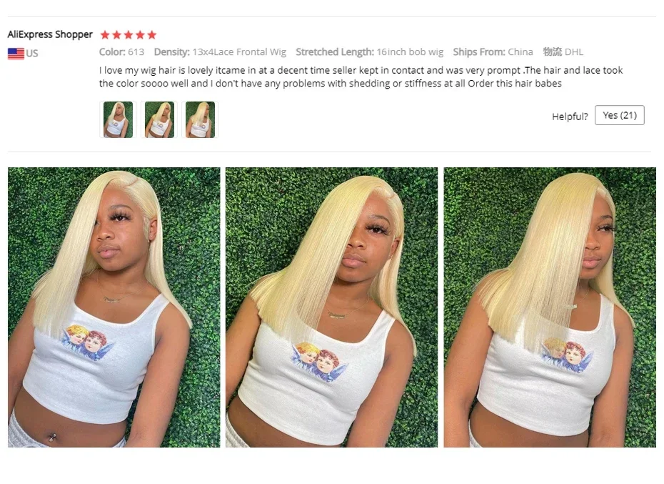 613 Blonde Bob-Perücke mit Spitzenfront aus Echthaar, 200 Dichte, 13x6 HD Transparente Spitzenfront-Perücken, 8-14 Zoll Kurzhaar, Remy-Haar – Detail 2