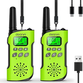 AWANFI Walkie Talkie Children, 3-12 Years, Walkie Talkie Rechargeable with Li-ion Battery, Radio Set, for Gift/Camping/Adventure 1