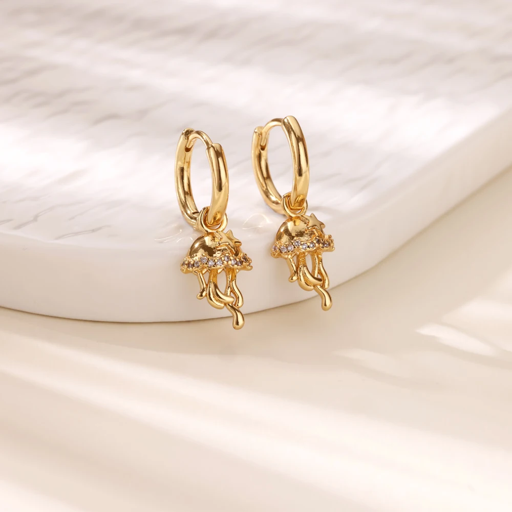 Zircon Jellyfish Earrings Silver Color Pendant Earring