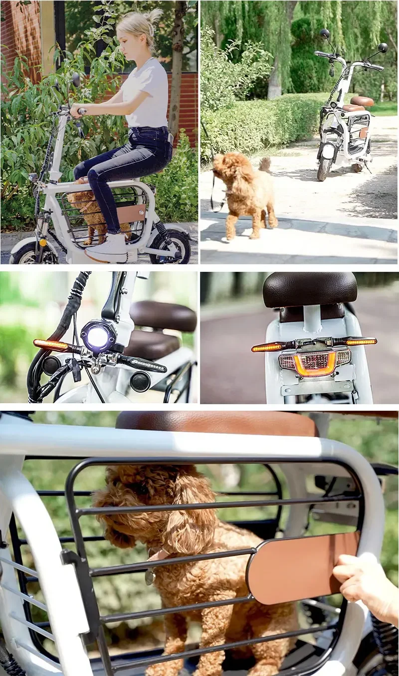 YIDI New Design Light Weight 500W Electric Bicycle Basket Folding Mini Pet Electric Scooter With Child Seat