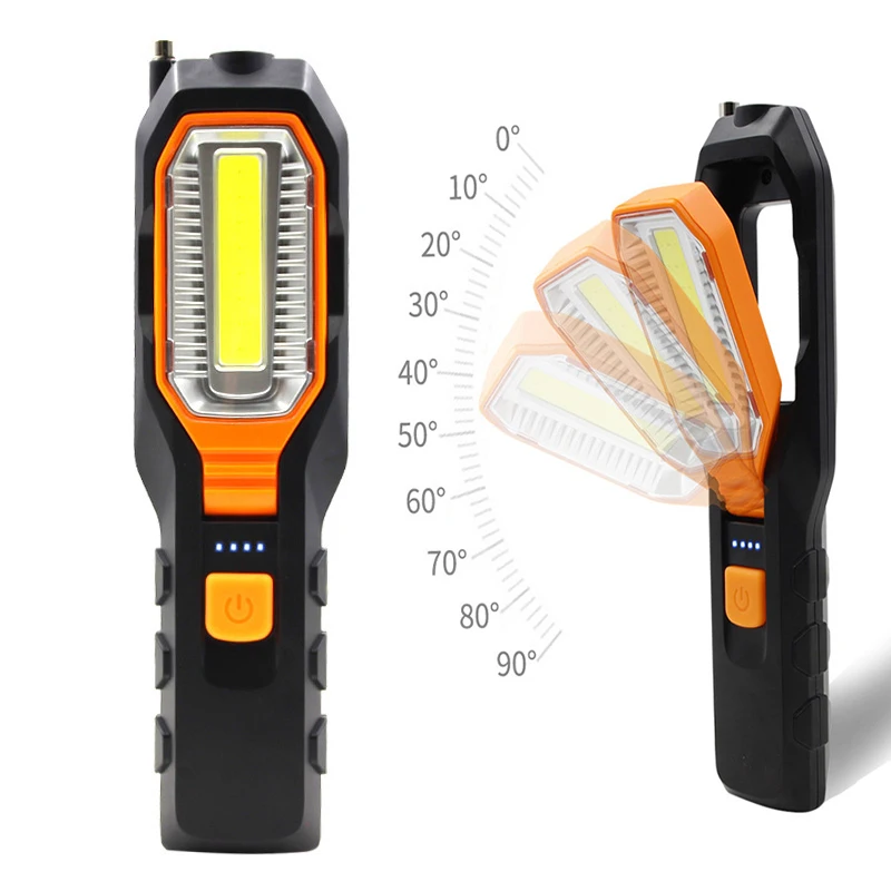 

COB LED Flashlight Magnetic Work Light USB Rechargeable Torch Support Stand Swivel Hook Camping Lights Car Workshop Repair Lamp