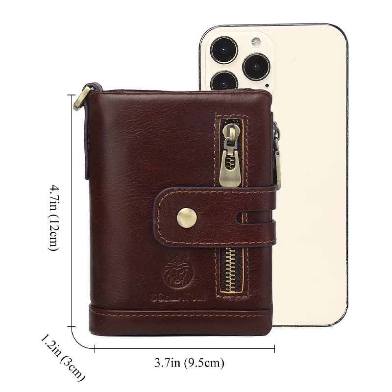 SCHLATUM Men Leather Wallet Fashion Short Zipper RFID Purses New Style Multifunction Credit Business Card Holder 3