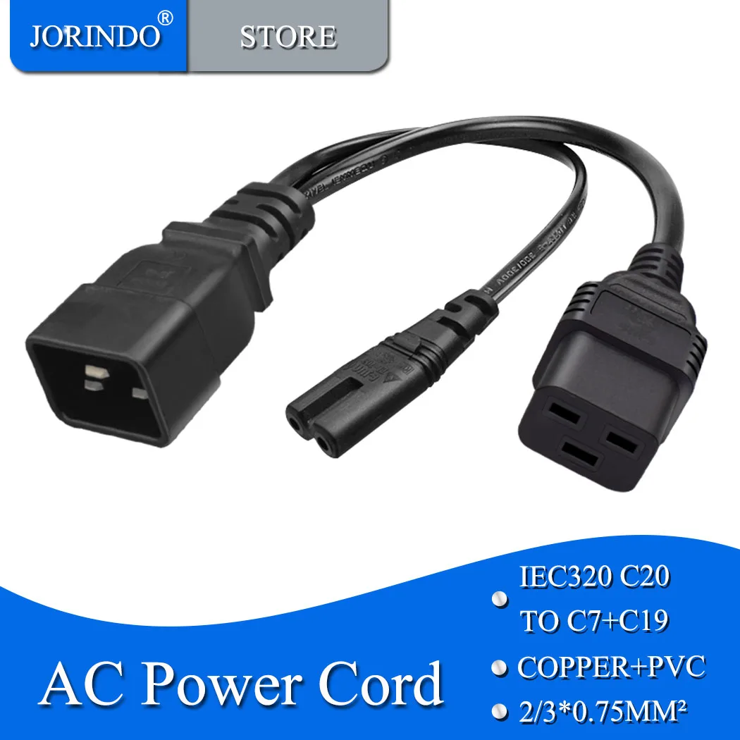 Jorinдо IEC320 C20 к C7 + C19 1 в 2 линия преобразования мощности из Out, штекер IEC C20 к гнезду C19 + фигурка 8, интерфейс C7, шнур питания