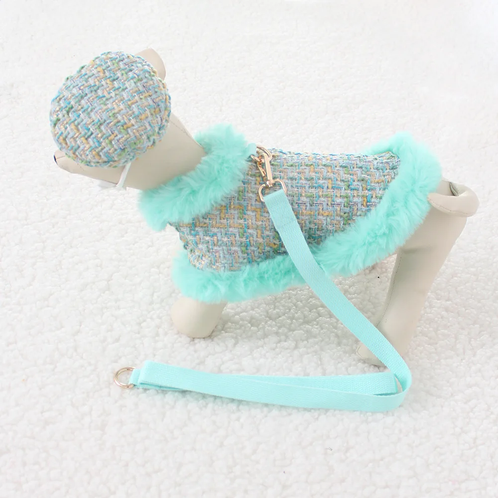 Klassische Hunde-Winterkleidung, Hundegeschirr-Outfit für Mädchen, duftender Umhang, Prinzessin, Welpen, Katzen, Brust- und Rückentraktion für kleine Hunde – Detail 13
