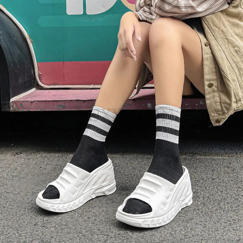 Women's Slippers Summer Casual Thick Bottom Flip Flop Sandals Wedge Heel Open Toe Shoes 8cm women sandals wedge sandals