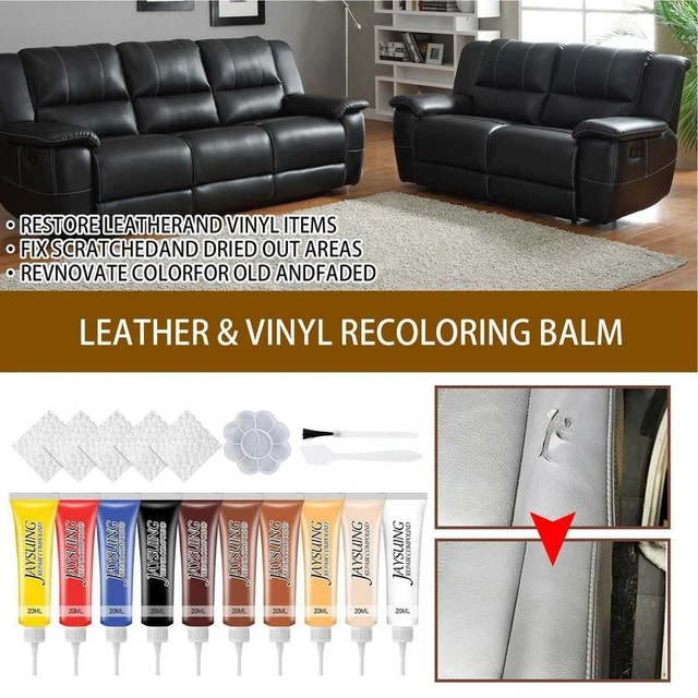  Black Leather Repair Kit for Furniture, Car Seats, Sofa, Vinyl  & PU Leather Leather Repair Paint Gel. Repair Tears & Burn Holes. Provide  Color Matching Guide & Super Easy Instructions 