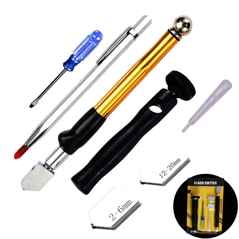 

Glass cutter set 2-20mm aluminium handle diamond tip tile marble ceramic cutter diamond cutting pen for hand tools glass cutting