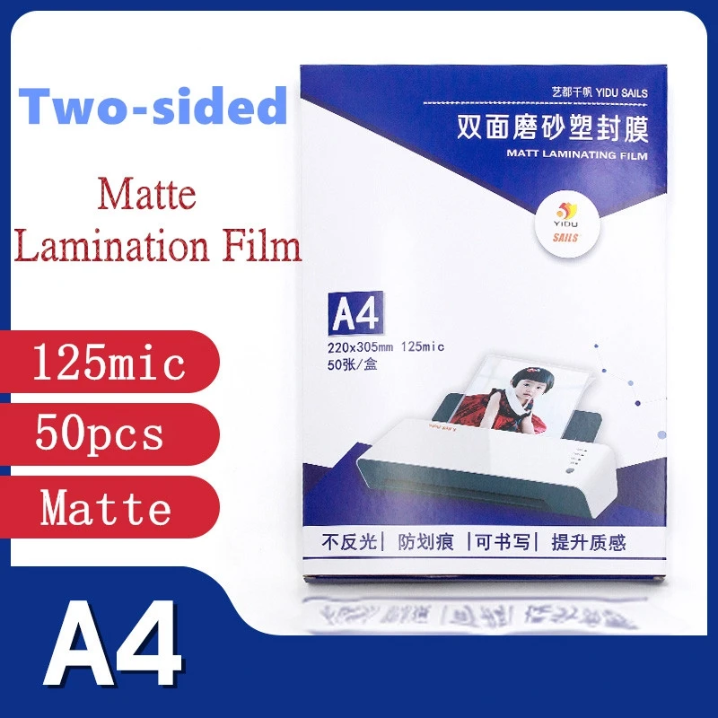 Bolsa 125micron Tamanho a4 Pvc Matte 2flap Laminação Bolsa Espessura Pet Mais Eva Mais pe Laminador Quente Superplastic Laminating Film 50 Peças