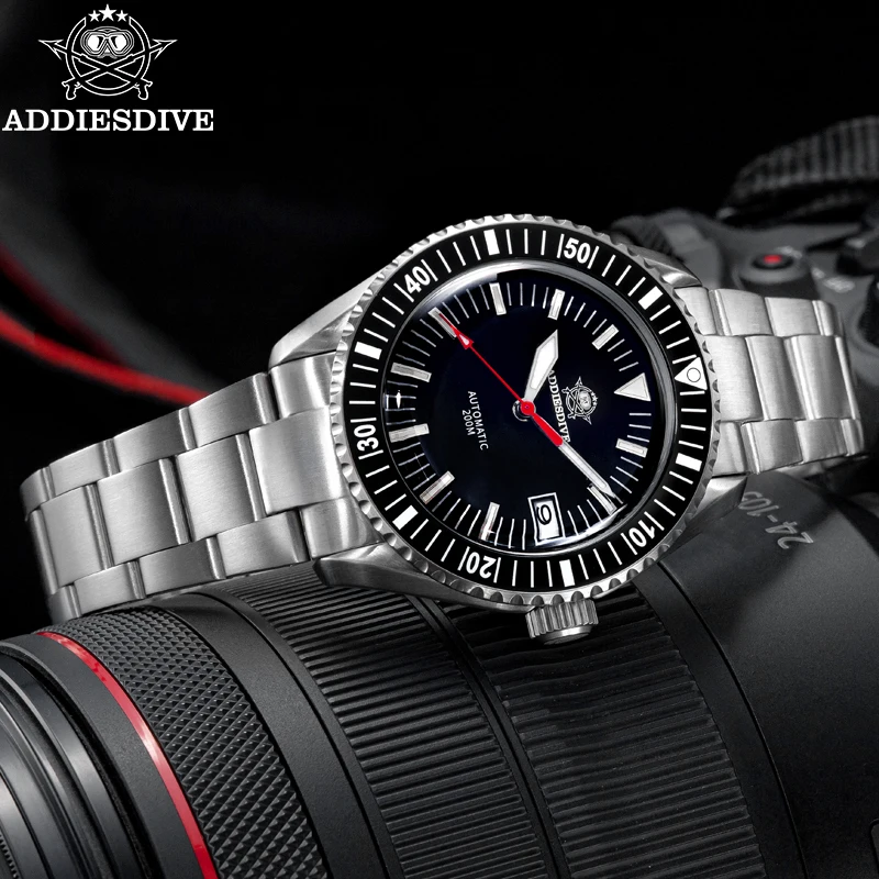 ADDIESDIVE Men's Luxury Watch AD2060 BGW9 Blue Luminous Synthetic Sapphire 200m Waterproof NH35A Automatic Mechanical Watch