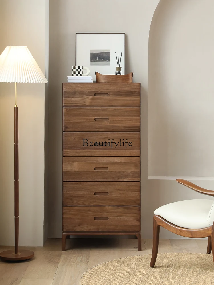 Nordic Solid Wood Chest of Drawers North American Black Walnut Bedroom Italian Minimalist Locker