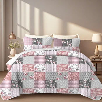 Grid Printed Quilt Set 1