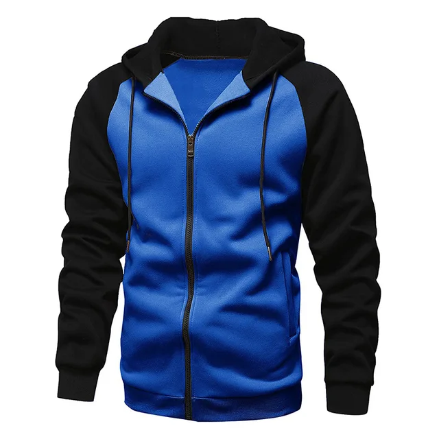 Felpe casual con cappuccio manica lunga uomo autunno inverno felpe patchwork capispalla impiombati tasche sportive cardigan con cerniera 4
