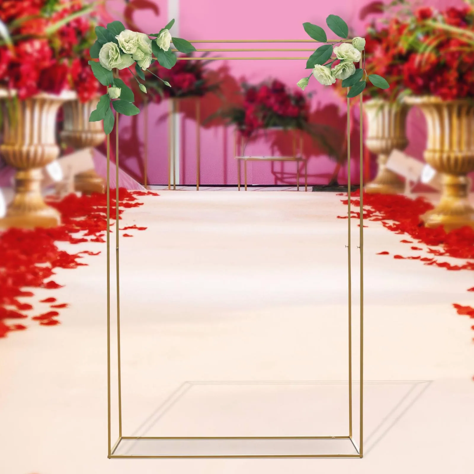 Metal Wedding Arch Rectangle Backdrop Stand Balloon Flower DLY Decor Frame For Wedding Party Gathering
