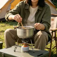 Marmite de camping pliable en titane purifié, en acier inoxydable 304, antibactérienne, pour nouilles, fondue chinoise et soupes 5