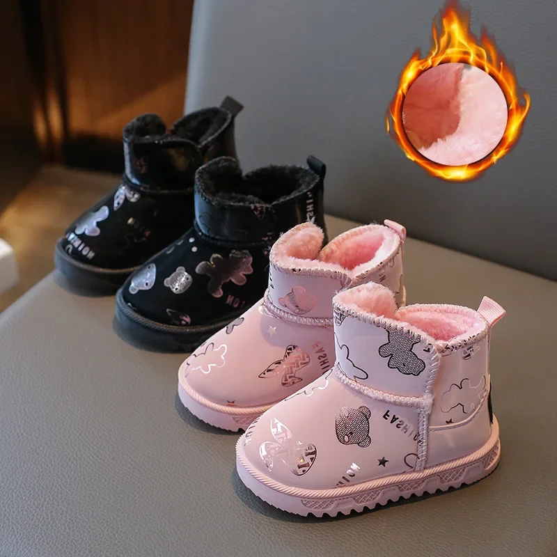

Botas Para Niña Child Snow Boots Winter New Cartoon Girl Cotton Shoe Plush Boy Ankle Boots Cute Kid Shoe Warm Padded Boot Botas