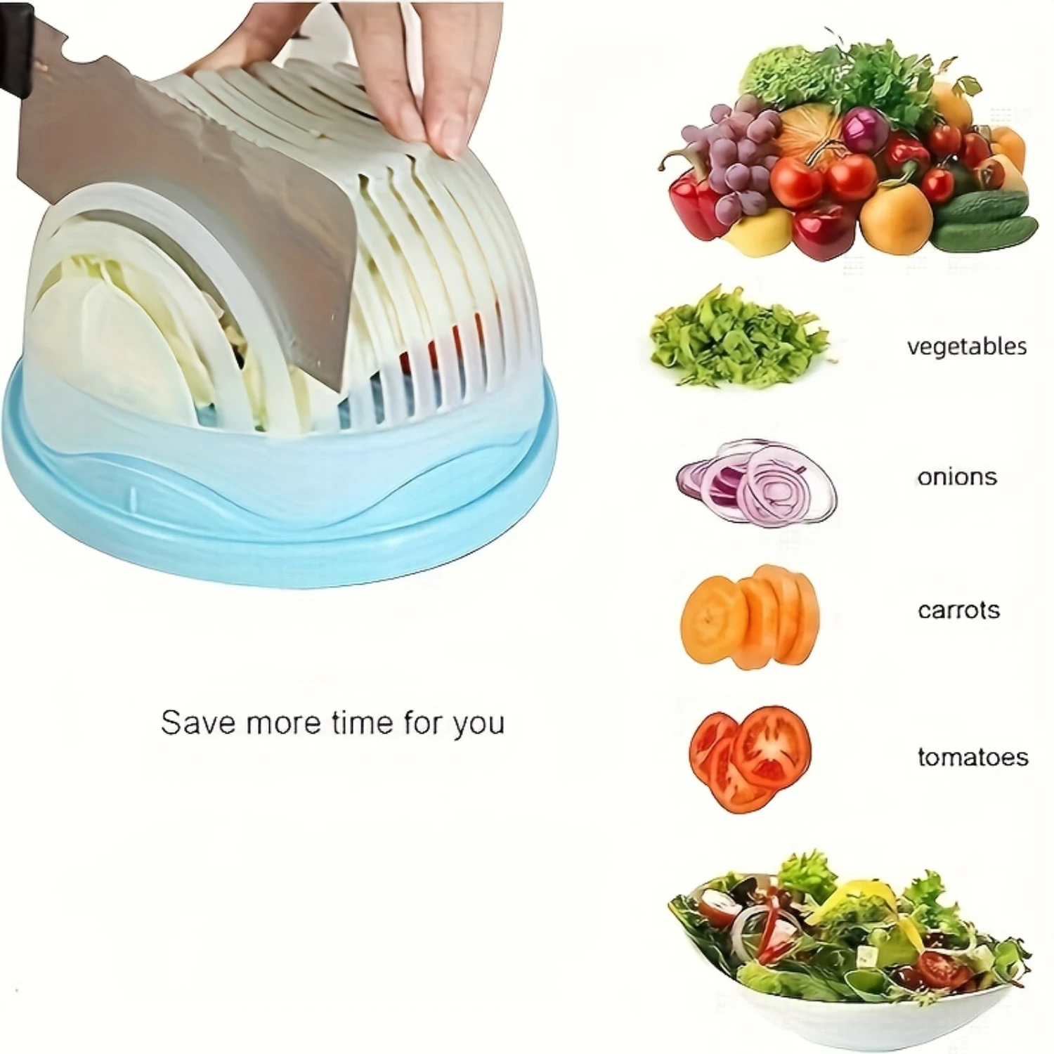 1pc Vegetable Cutter Slicer Fruit and Vegetable Cutter Bowl Salad Chopping Bowl Salad Making for Chopping Vegetables & Fruits Slicing Salads and Fr
