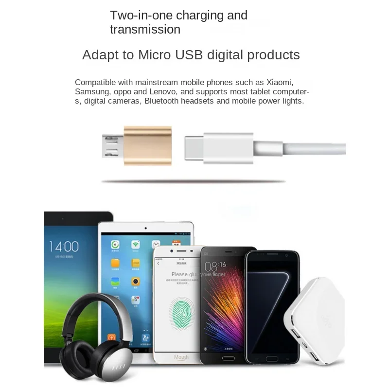 USB C타입 암-마이크로 USB 수 어댑터 커넥터, 마이크로 USB 충전기 어댑터, V8 충전 데이터 전송 컨버터