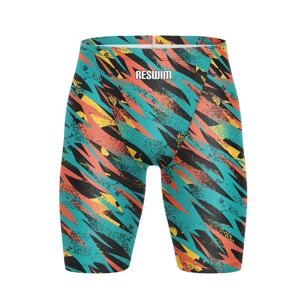 Men's Swim Jammer Swimsuit Athletic Training Shorts Summer Print Tights Swimwear Swimming Trunks Beach Surfing Diving Pants
