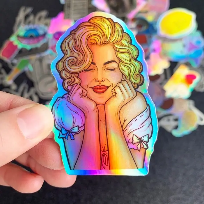 Custom Hologram Die Cut Vinyl Sticker Printing Decorative Rainbow laser