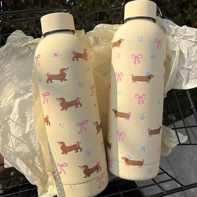 500ML Insulated Cup with Bow Tie Sausage Dog Pattern, Dual Wall Car Mug, Small Mouth Stainless Steel Travel Thermos Bottle 4