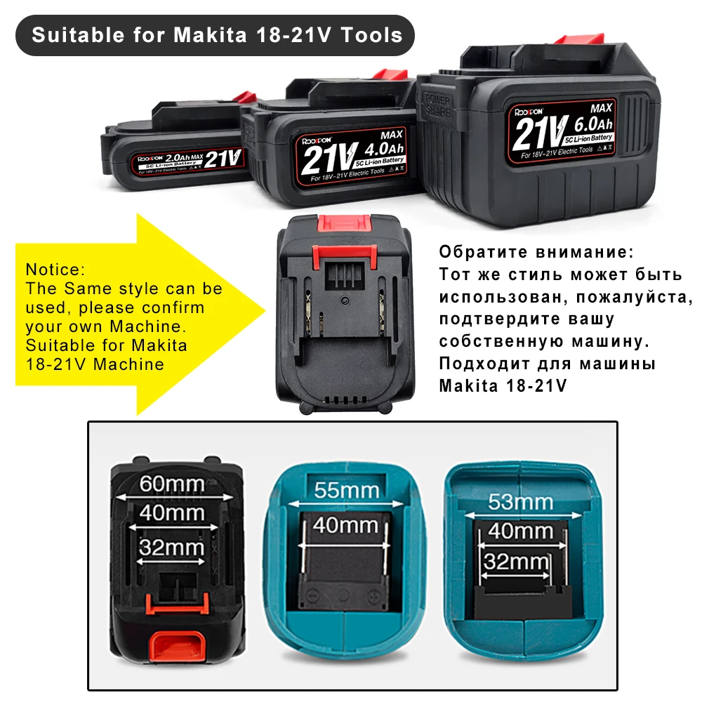 21v Rechargeable Battery,for 18v Makita Lithium Ion Battery interface,2Ah 4Ah 6Ah For Makita Electric Power Tool with EU Charger 3