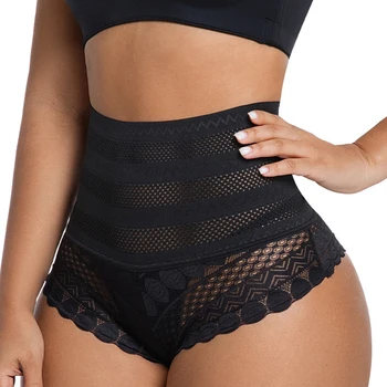 Intimo a vita alta per donna Mutandine sexy in pizzo Slip morbidi da donna traspiranti senza cuciture Lingerie Femme