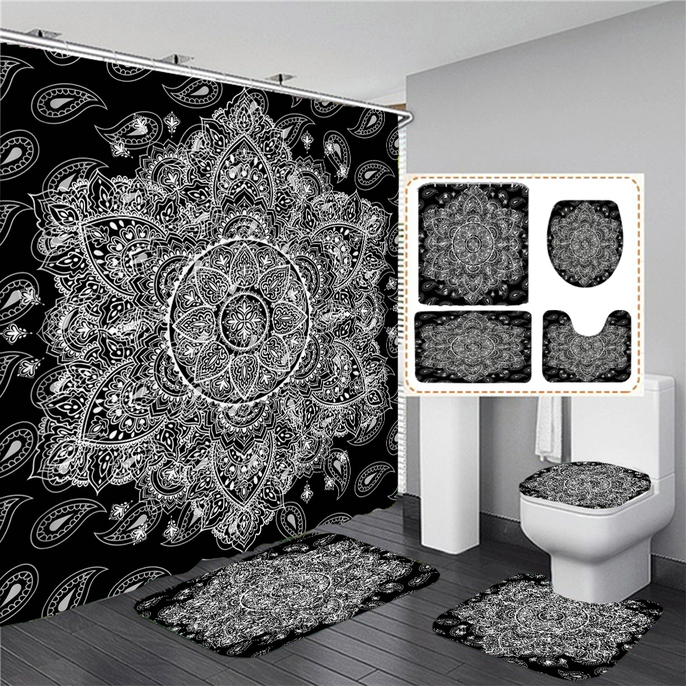 

Занавески для душа с рисунком мандалы, декор дурмана для ванной комнаты, декоративный экран из полиэстера для ванной, коврики, ковры, наборы для туалета