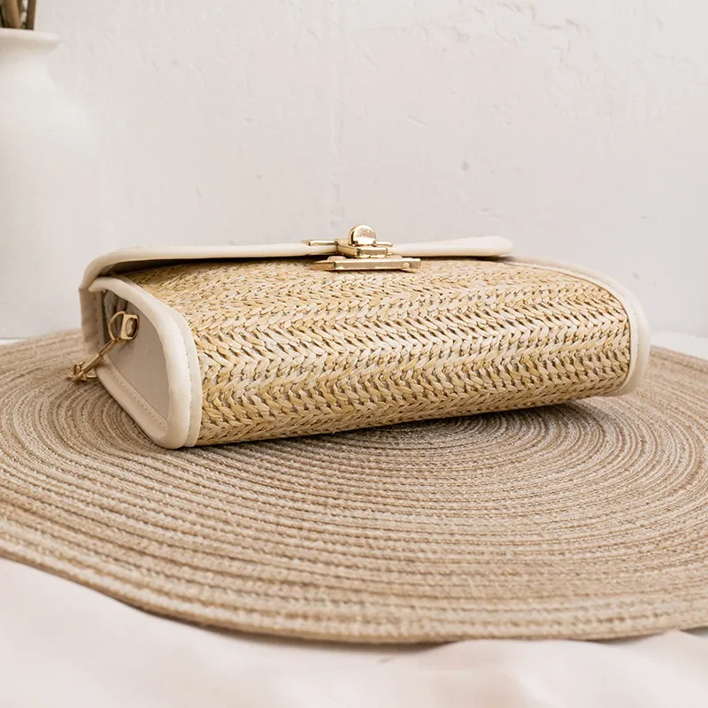 Wholesale Straw Woven Square Bag - Mini Tassel Chain Purse for Women, Trendy Versatile Crossbody Clutch 크로스백 bandolera