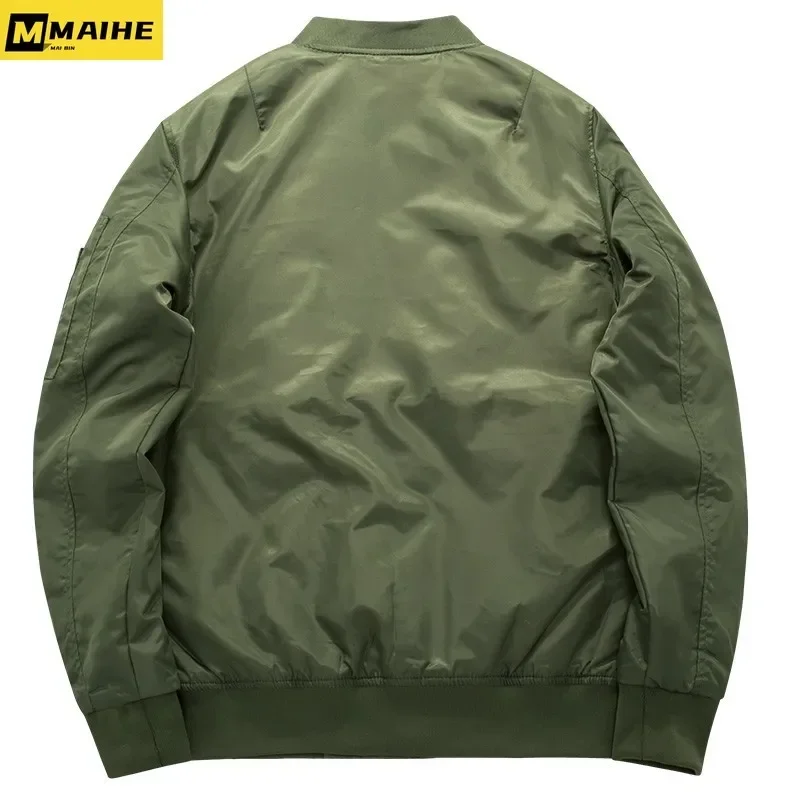 Autumn Men's Retro Bomber Jacket Retro Army Green Baseball Pilot Coat Men's Plus Size Winter Warm Windproof Motorcycle Jacket