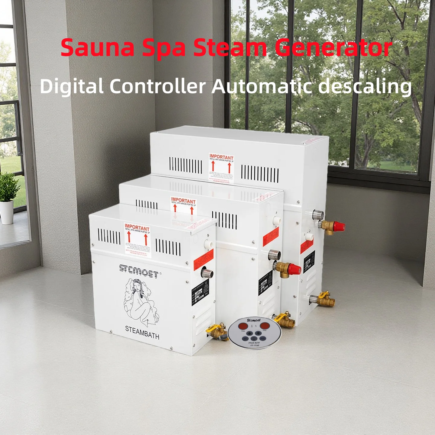 เครื่องกำเนิดไอน้ำ ChuHan 6/7/8/9 กิโลวัตต์ สำหรับใช้ในบ้าน เครื่องทำไอน้ำสำหรับซาวน่า อาบน้ำสปา ฝักบัวอบไอน้ำ พร้อมตัวควบคุมแบบดิจิตอล เครื่องพ่นไอน้ำ 1