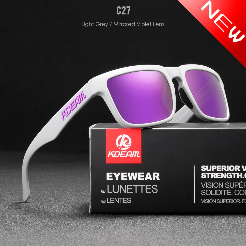 KDEAM Unisex Polarized Mirrored Sunglasses – Stylish Color Blocking Square Shades with Protective Case