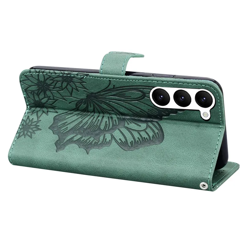 Elegant Butterfly Leather Phone Case with Card Holder and Wallet功能