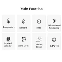 Voice Control Backlight Digital Weather Clock Date Week Temperature Humidity Weather Forecast 12/24H Electronic Clock 2