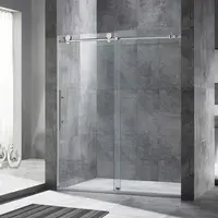 Framelss 3/8"" Sliding Shower Door | Brushed Nickel Finish, 56"" X 60"" | Mbsdc6076-B Model 1