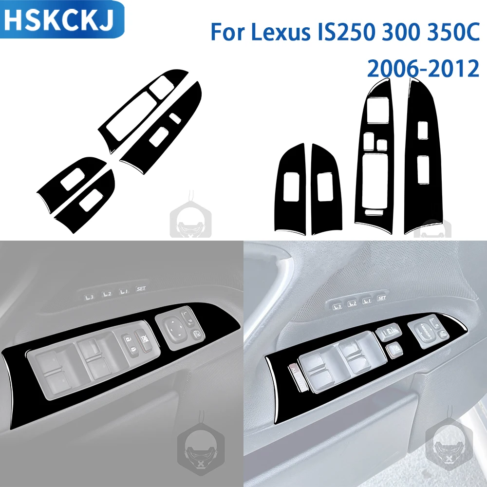 

For Lexus IS250 300 350C 2006-2012 Accessories Gloss Black Plastic Car Interior Window Control Lifting Panel Trim Sticker