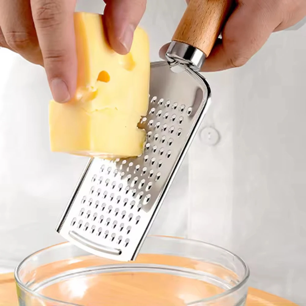 Kitchen Grater 1PC Wooden Handle Grater Small Kitchenware Stainless Steel Baking Utensils