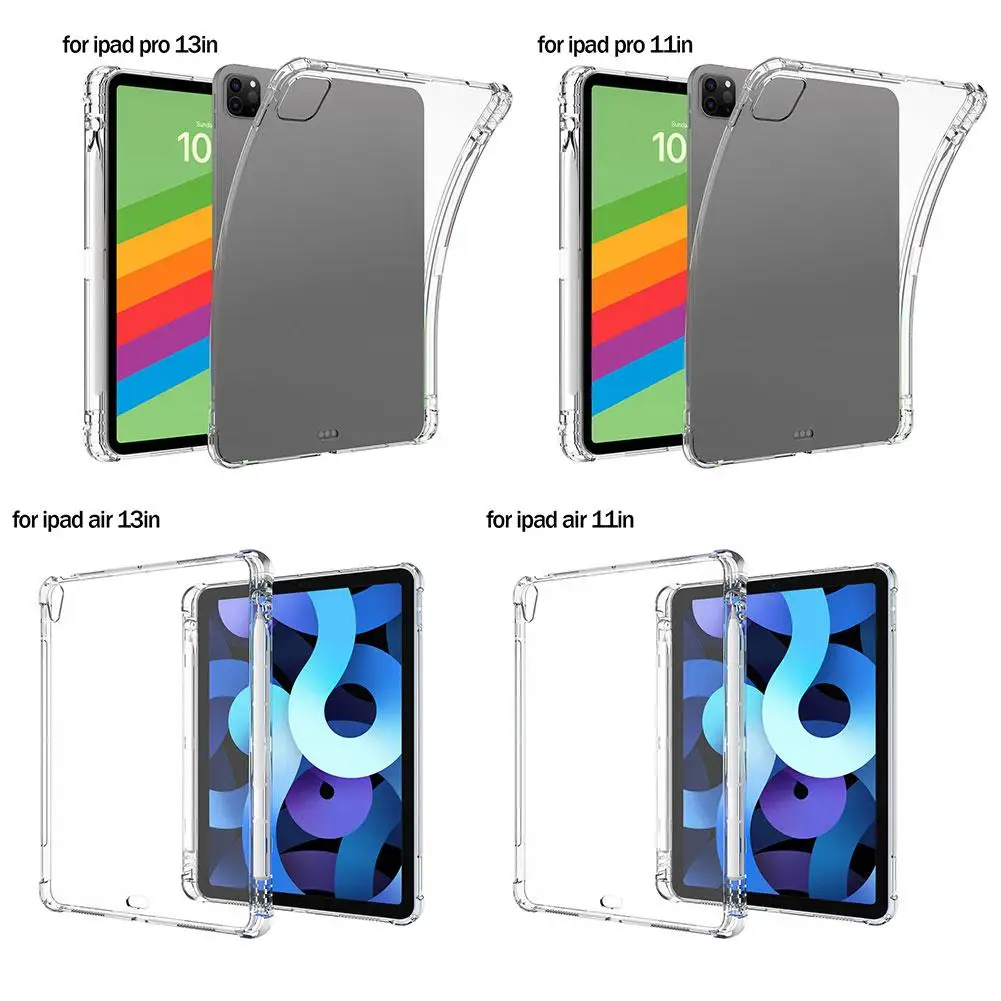 

Transparent TPU Soft Case With Pen Slot Protective Case For IPad Pro 2024 11inch 13inch Slim Leather Stand Smart Case Shell A7F4