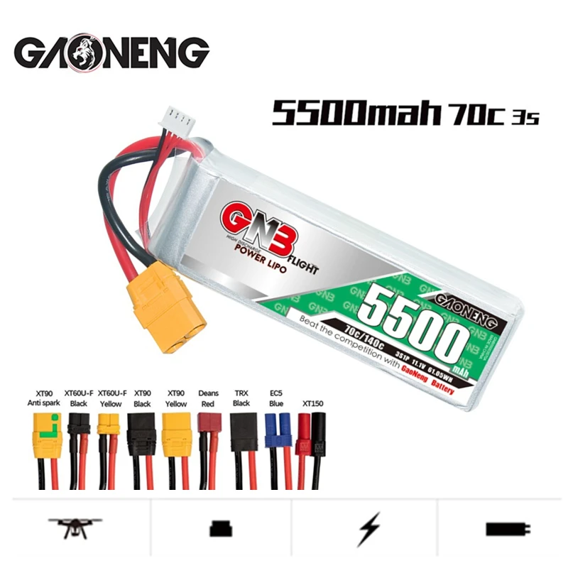 UAV RC 헬리콥터 FPV 자동차 보트 비행기 탱크 부품 11.1V 배터리에 대 한 원래 GNB 3S 5500 V 11.1 mAh 70C/140C Lipo 배터리 