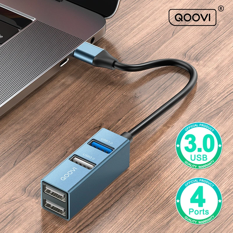 QOOVI USB-C Hub 4-Port USB 3.0 Splitter Adapter Dock for MacBook iPad Samsung